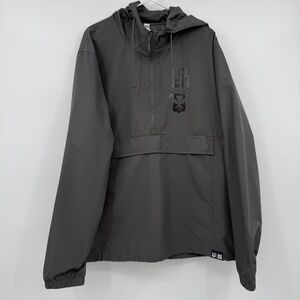 Hawaiis Finest Jacket Men XL Gray Pullover 1/2 Zip Hooded Windbreaker Bungee